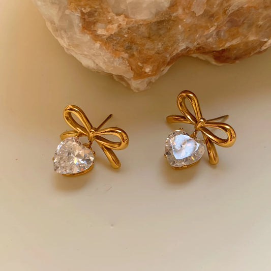 Bow Crystal Studs-Raviva